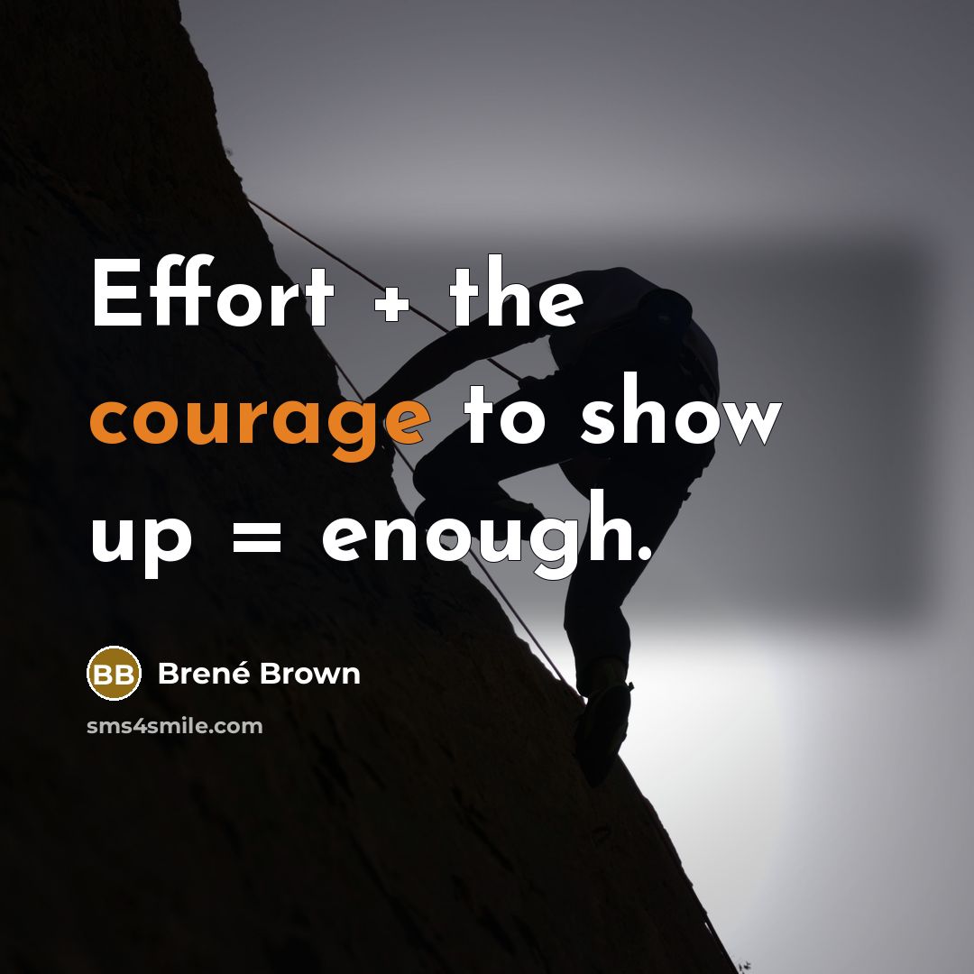 “Effort + the courage to show up = enough.…” quote by Brené Brown