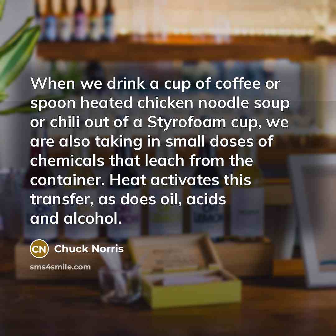 “When we drink a cup of coffee or spoon heated…” quote by Chuck Norris
