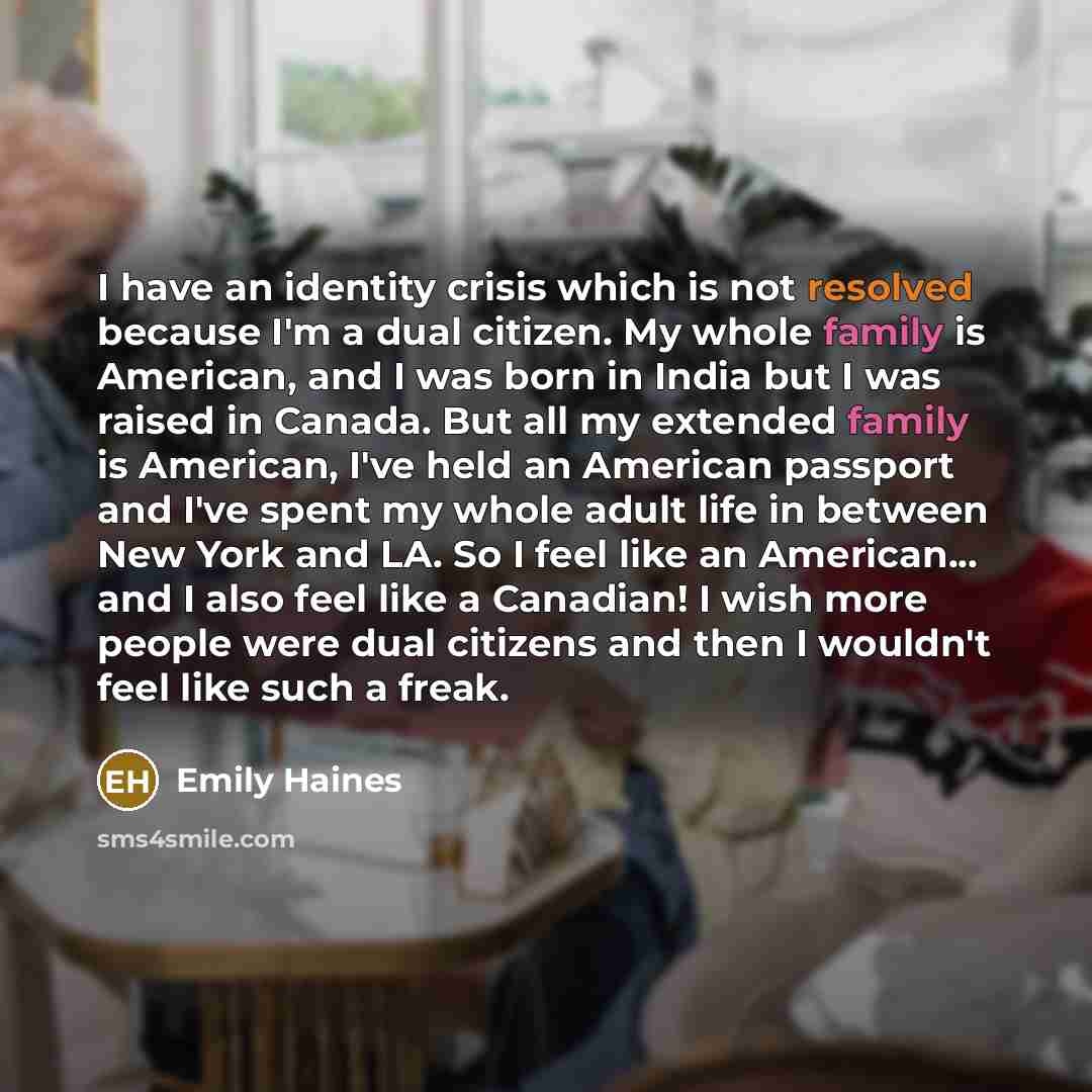 “I have an identity crisis which is not resolved because…” quote by Emily Haines