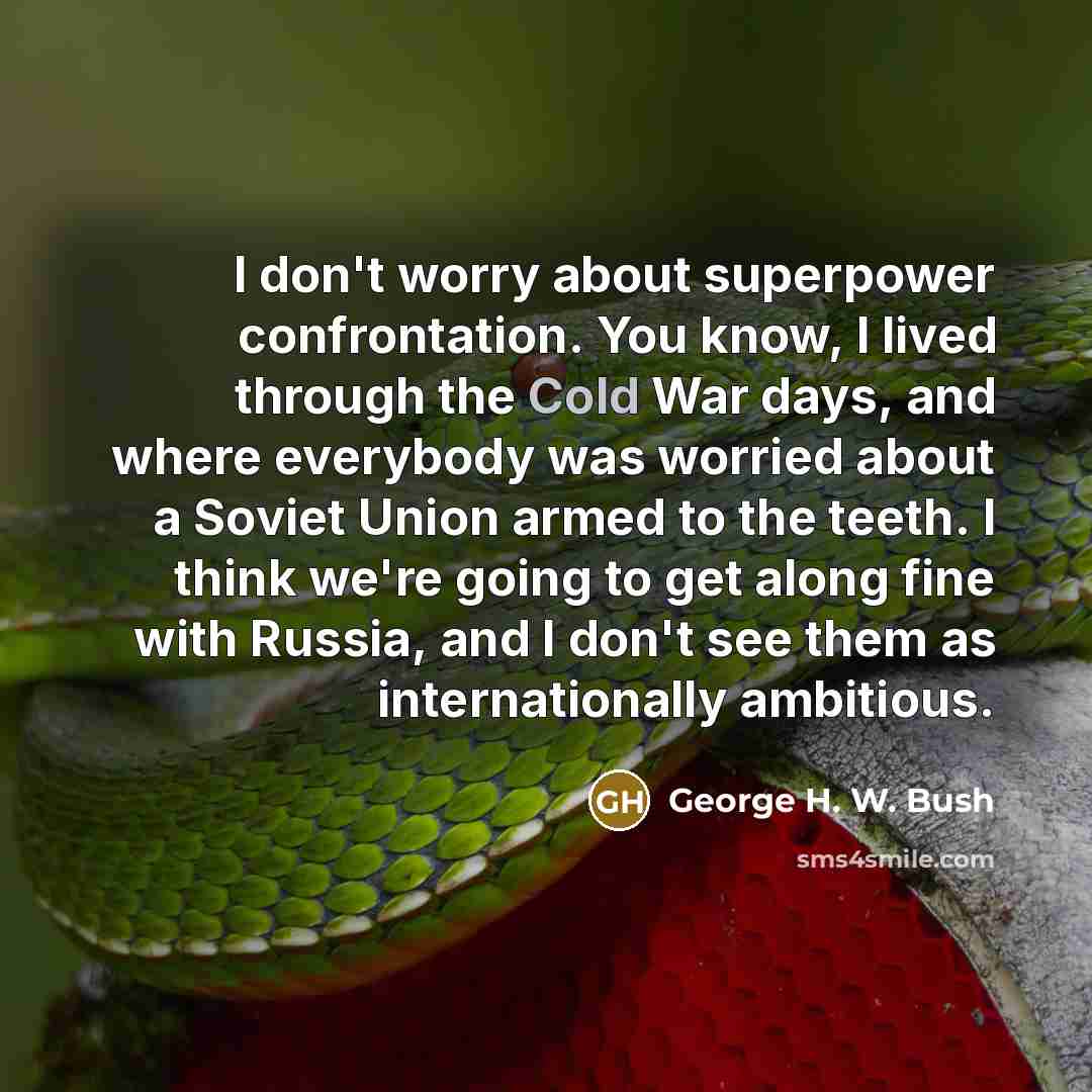 “I don't worry about superpower confrontation. You know, I lived…” quote by George H. W. Bush