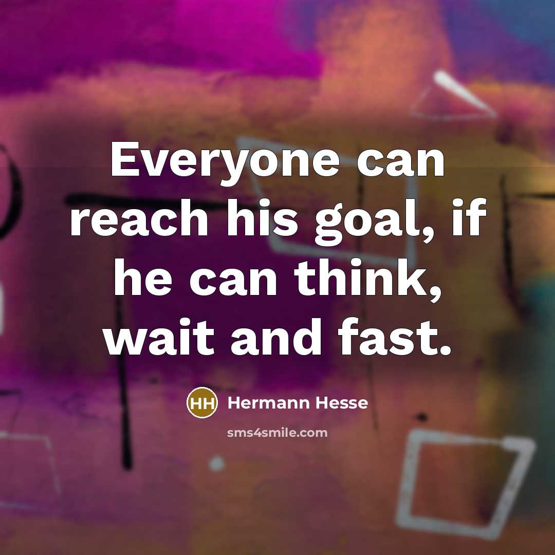 “Everyone can reach his goal, if he can think, wait…” quote by Hermann Hesse