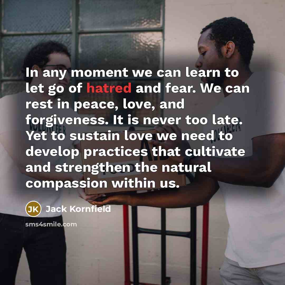 “In any moment we can learn to let go of…” quote by Jack Kornfield