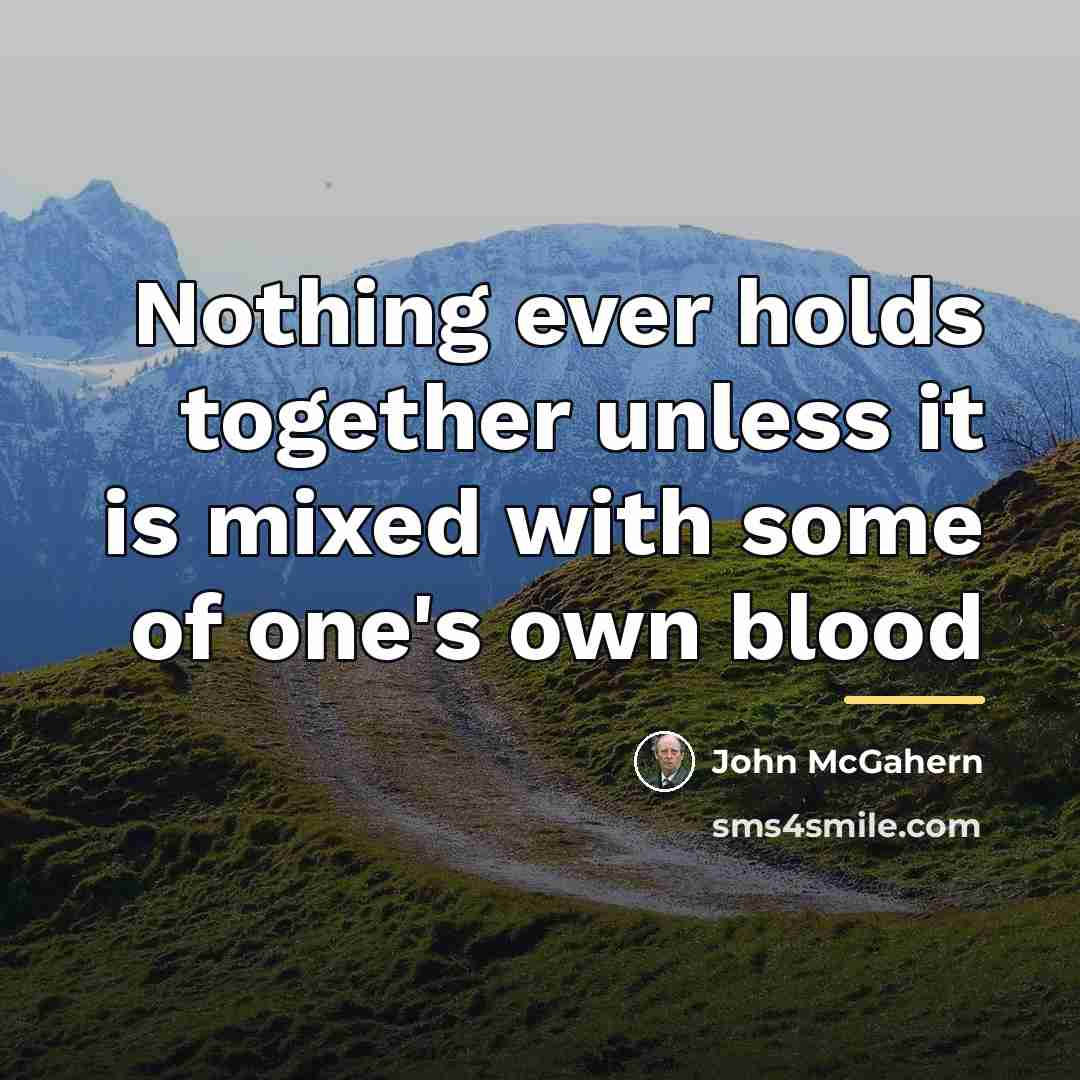 “Nothing ever holds together unless it is mixed with some…” quote by John McGahern