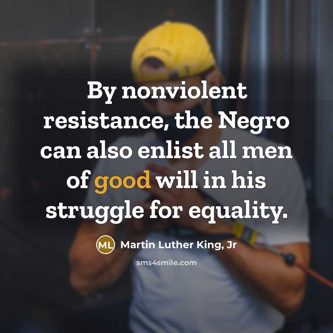 “By nonviolent resistance, the Negro can also enlist all men…” quote by Martin Luther King, Jr