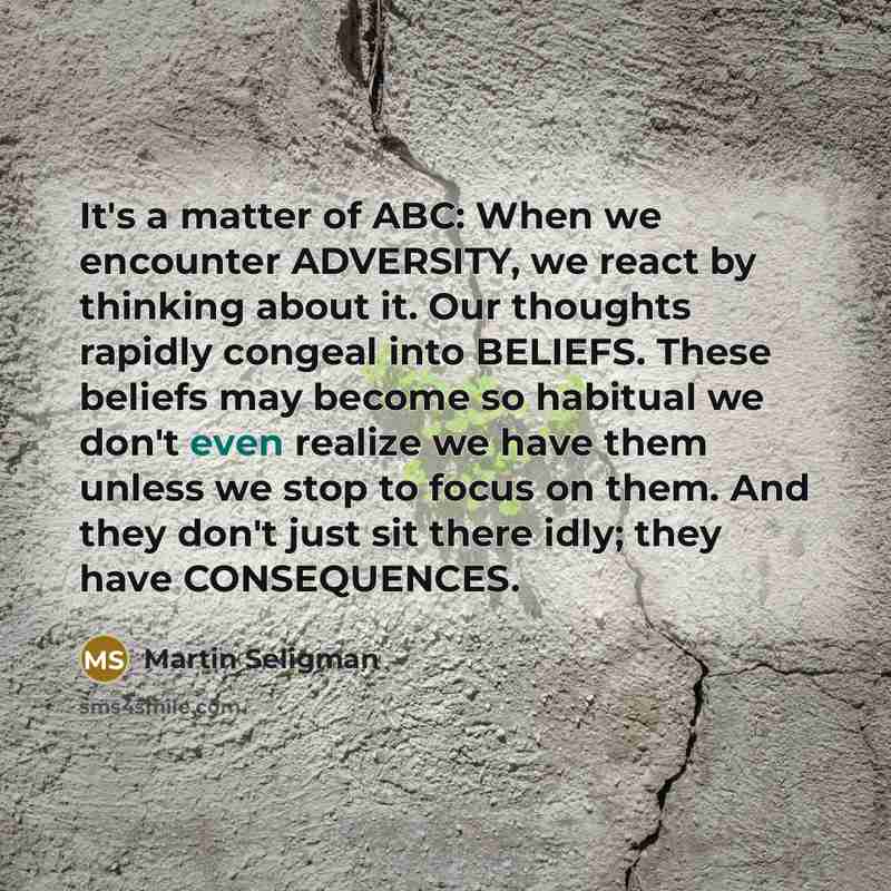“It's a matter of ABC: When we encounter ADVERSITY, we…” quote by Martin Seligman