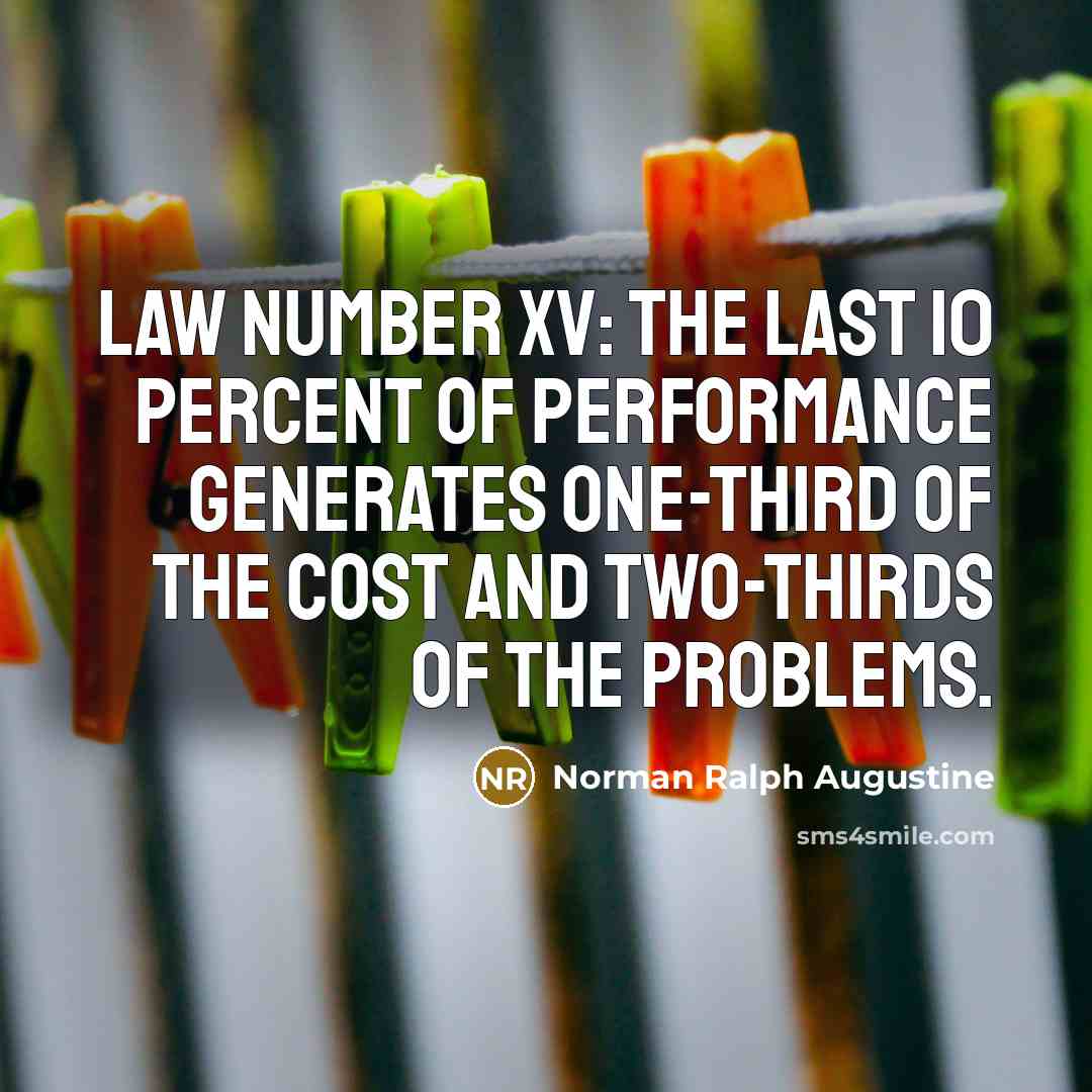 “Law Number XV: The last 10 percent of performance generates…” quote by Norman Ralph Augustine