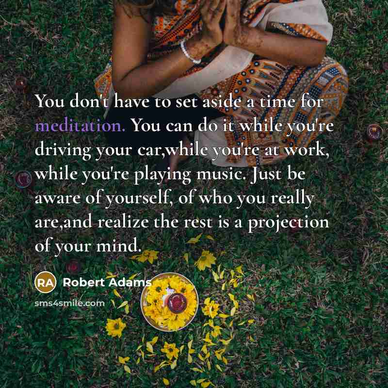 “You don't have to set aside a time for meditation.…” quote by Robert Adams