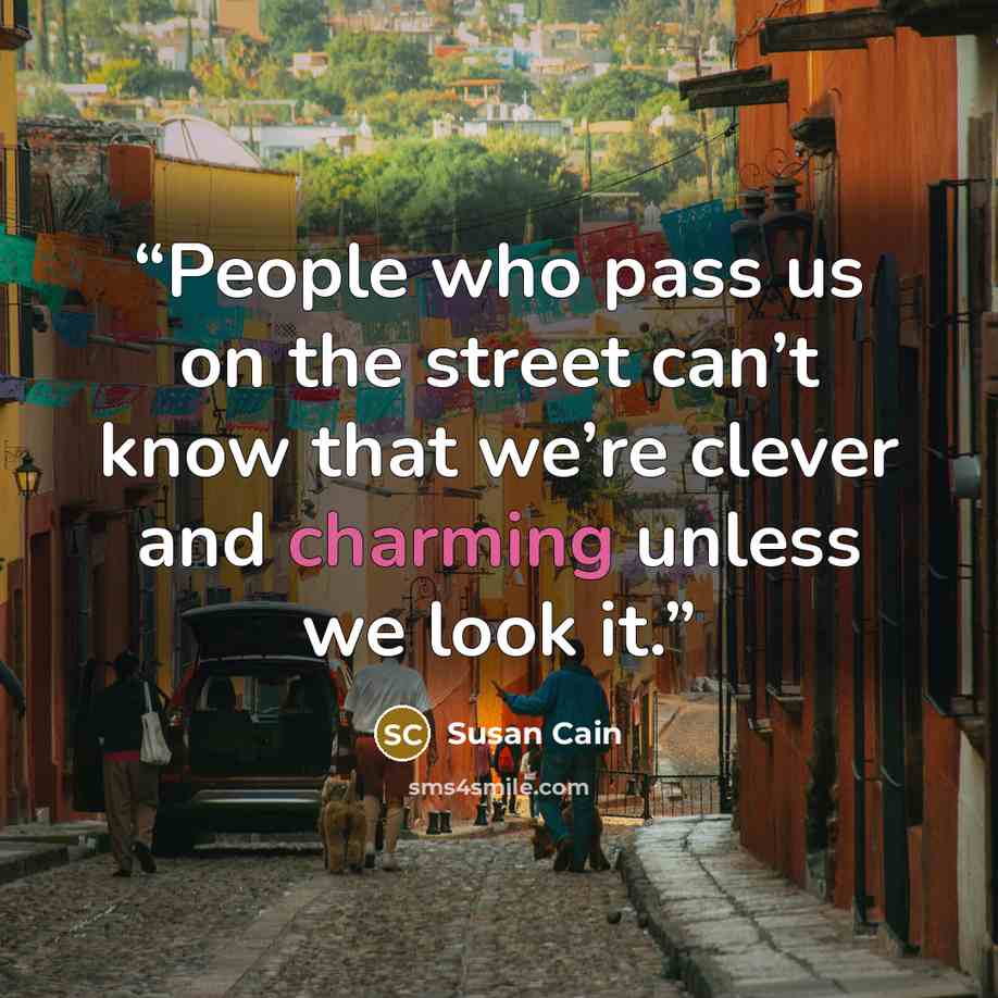 “People who pass us on the street can’t know that we’re clever and charming unless we look it.” quote by Susan Cain