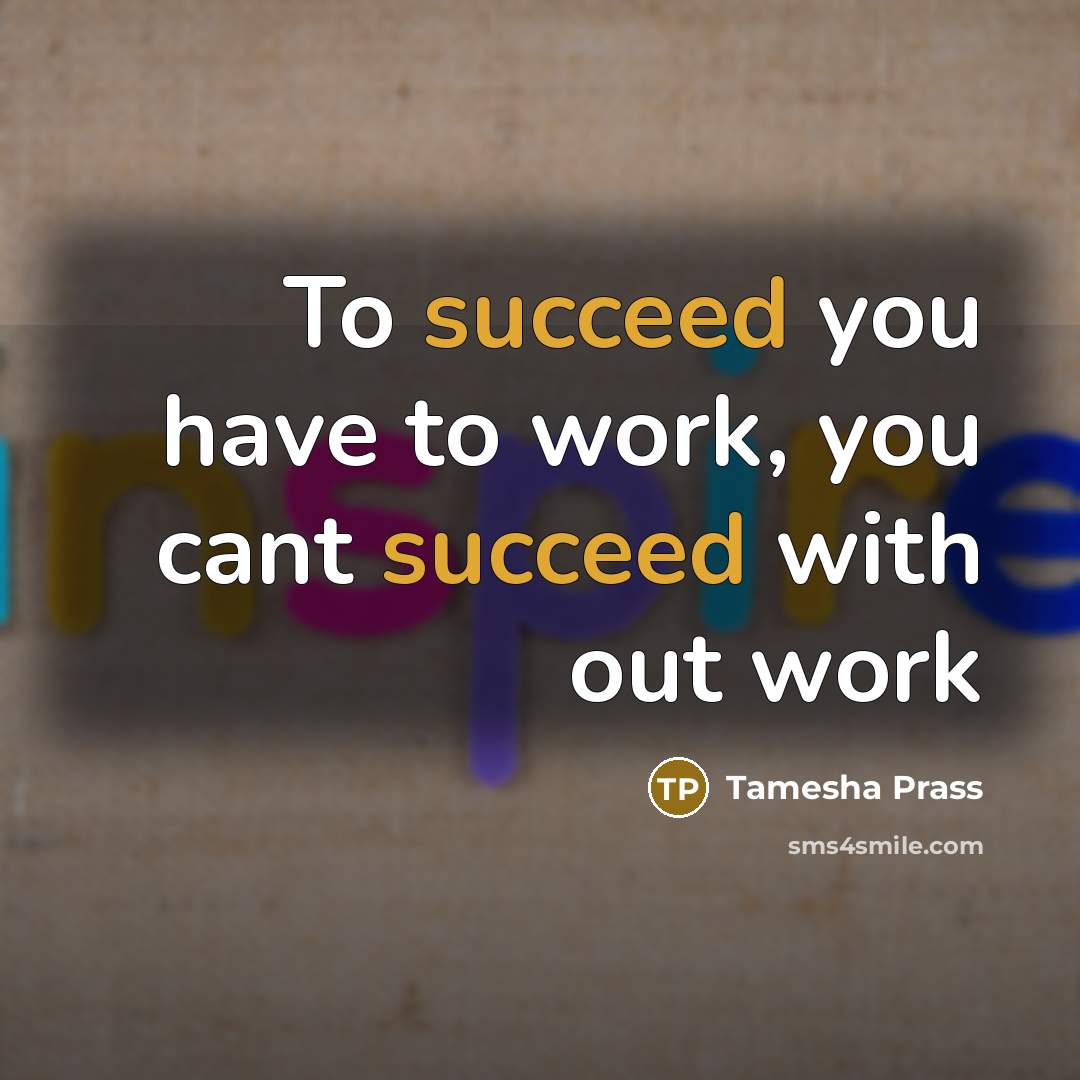 “To succeed you have to work, you cant succeed with out work” quote by Tamesha Prass