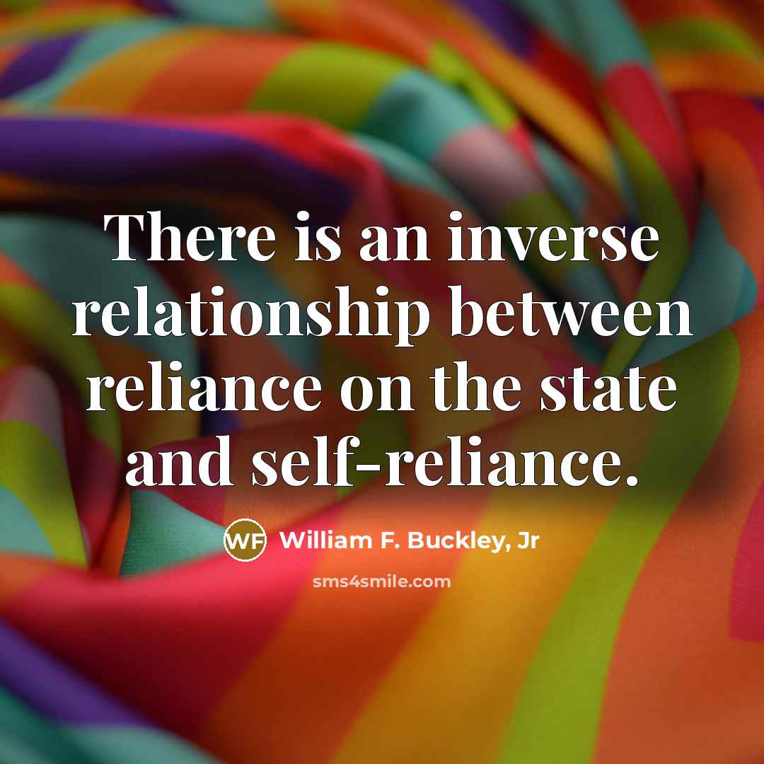 “There is an inverse relationship between reliance on the state…” quote by William F. Buckley, Jr