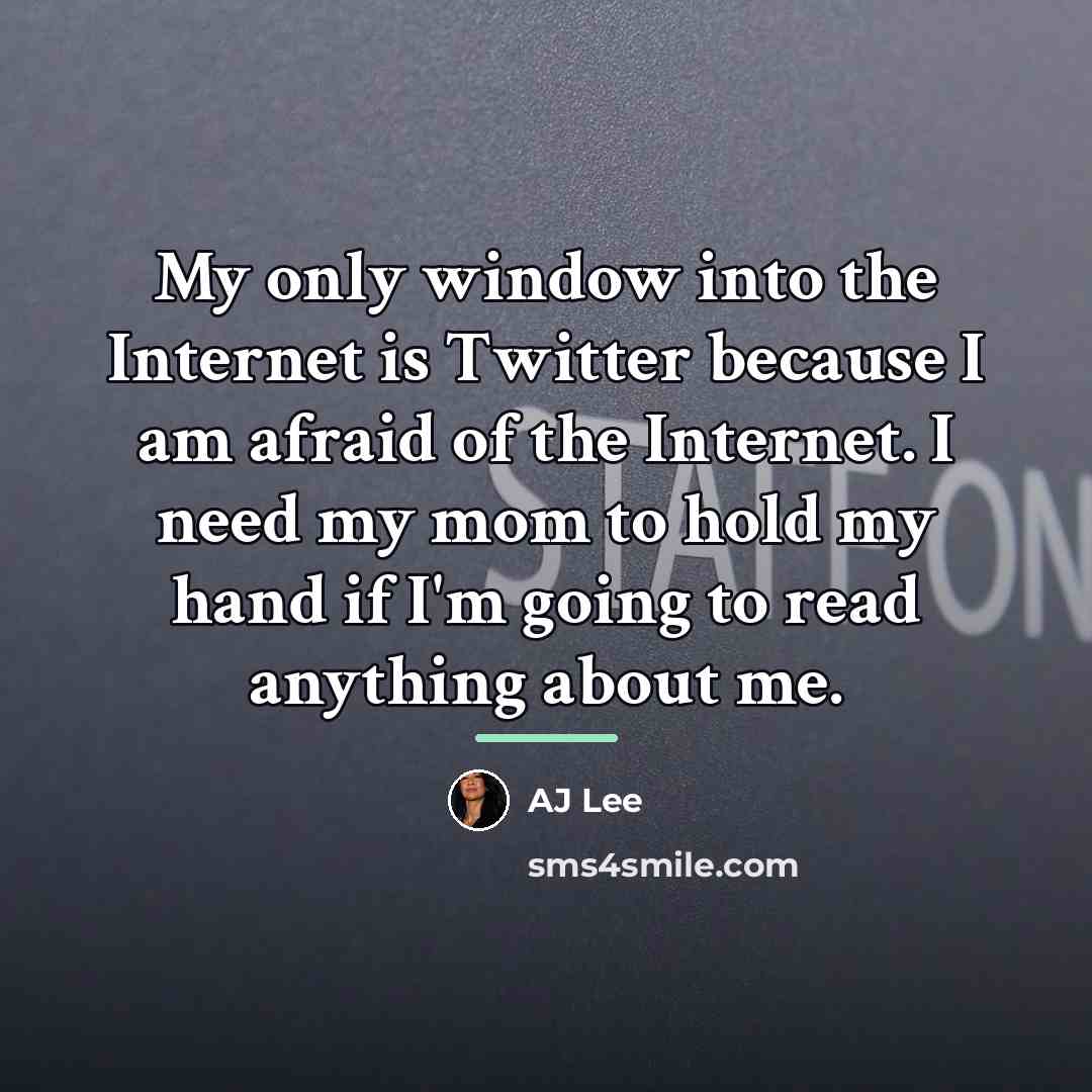 “My only window into the Internet is Twitter because I…” quote by AJ Lee
