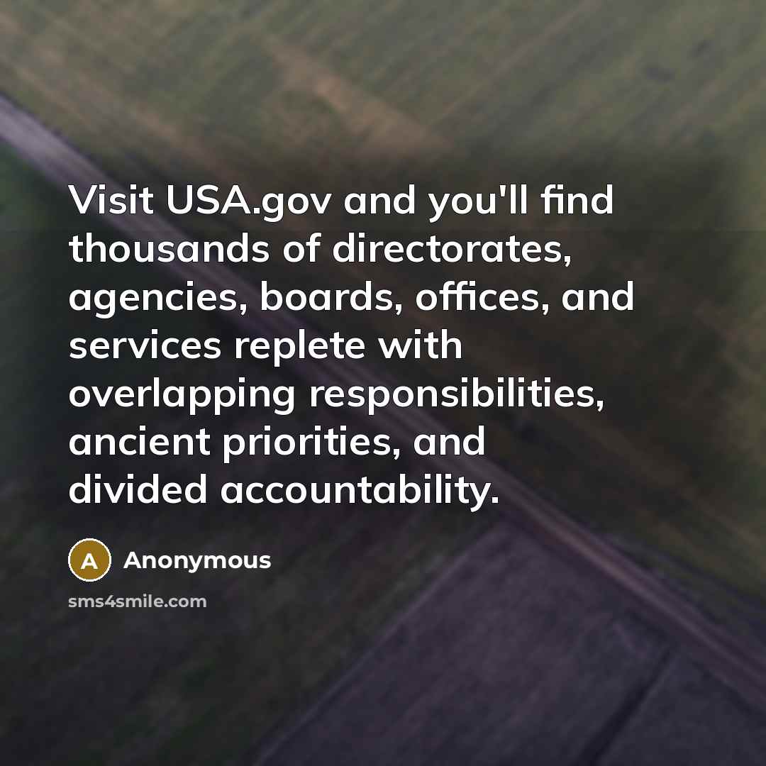 “Visit USA.gov and you'll find thousands of directorates, agencies, boards,…” quote by Anonymous