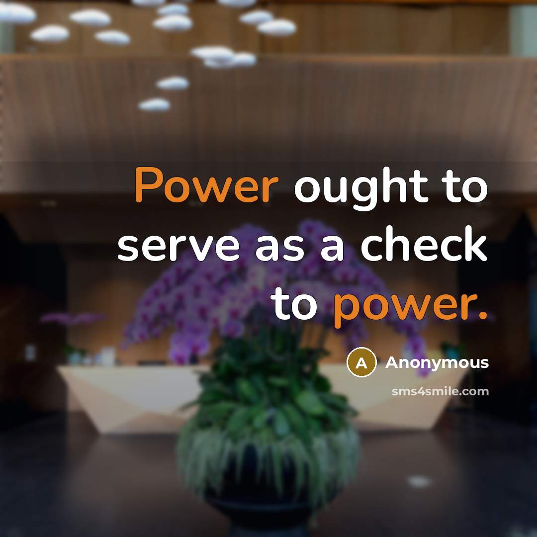 “Power ought to serve as a check to power.” quote by Anonymous