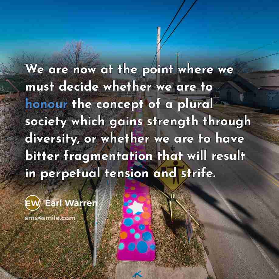 “We are now at the point where we must decide…” quote by Earl Warren