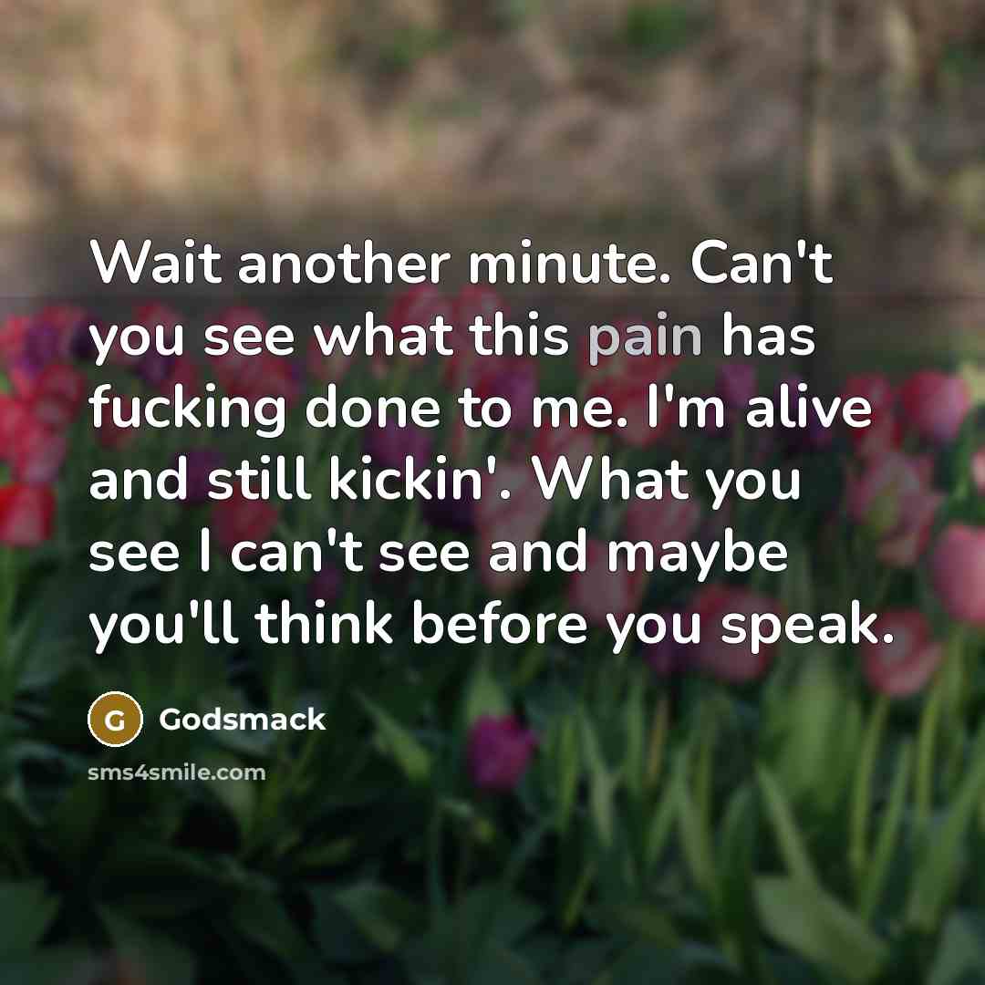 “Wait another minute. Can't you see what this pain has…” quote by Godsmack