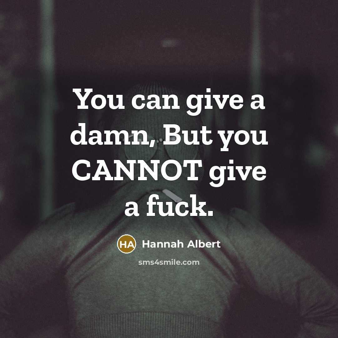 “You can give a damn, But you CANNOT give a fuck.” quote by Hannah Albert