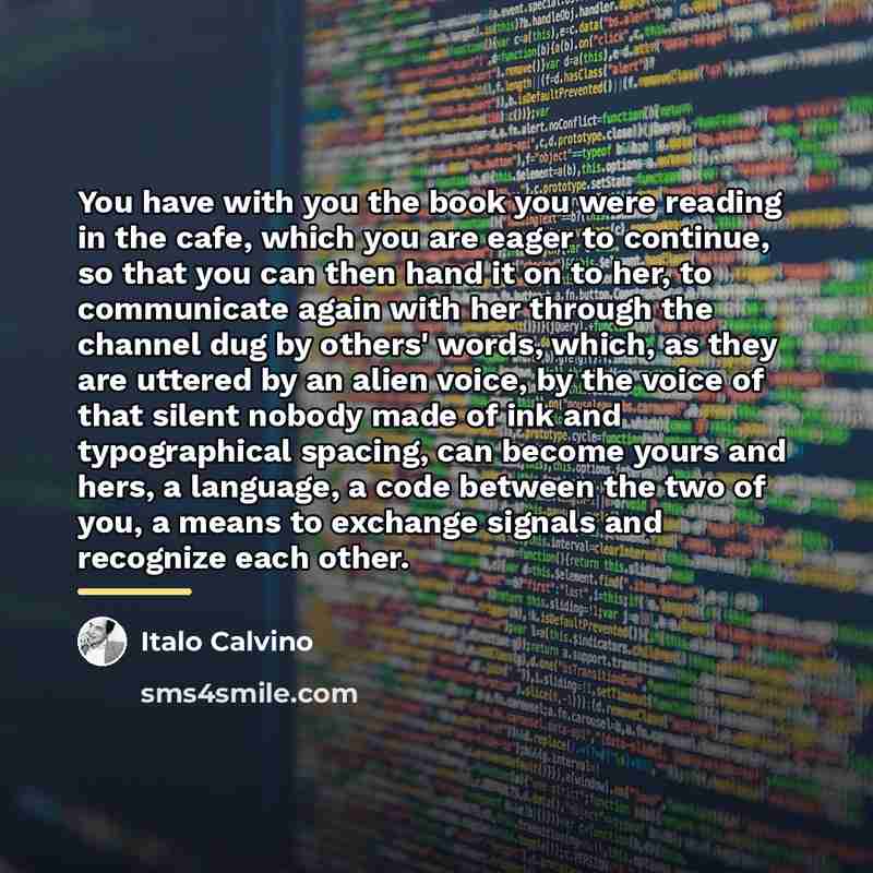 “You have with you the book you were reading in…” quote by Italo Calvino