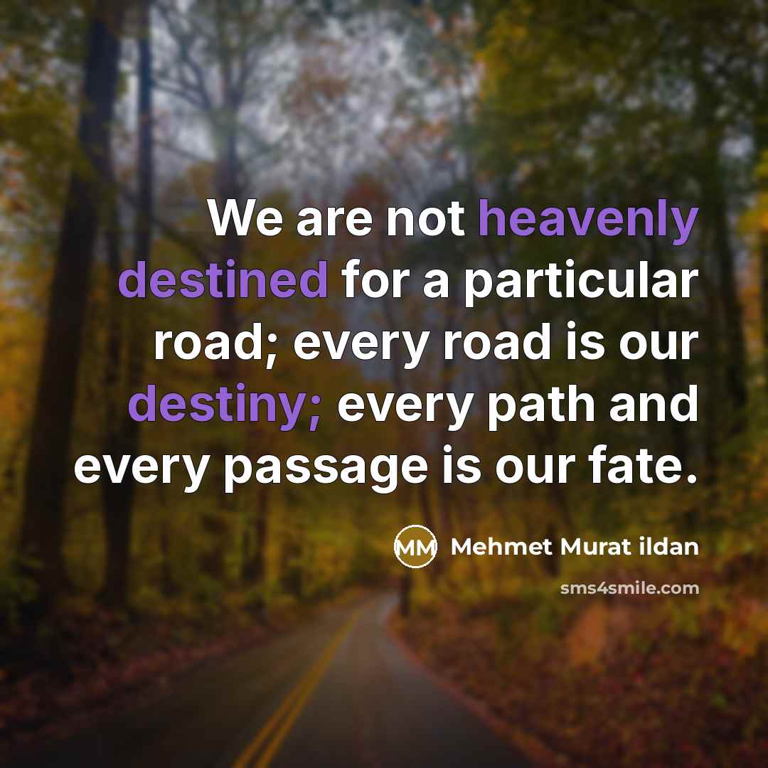 “We are not heavenly destined for a particular road; every…” quote by Mehmet Murat Ildan