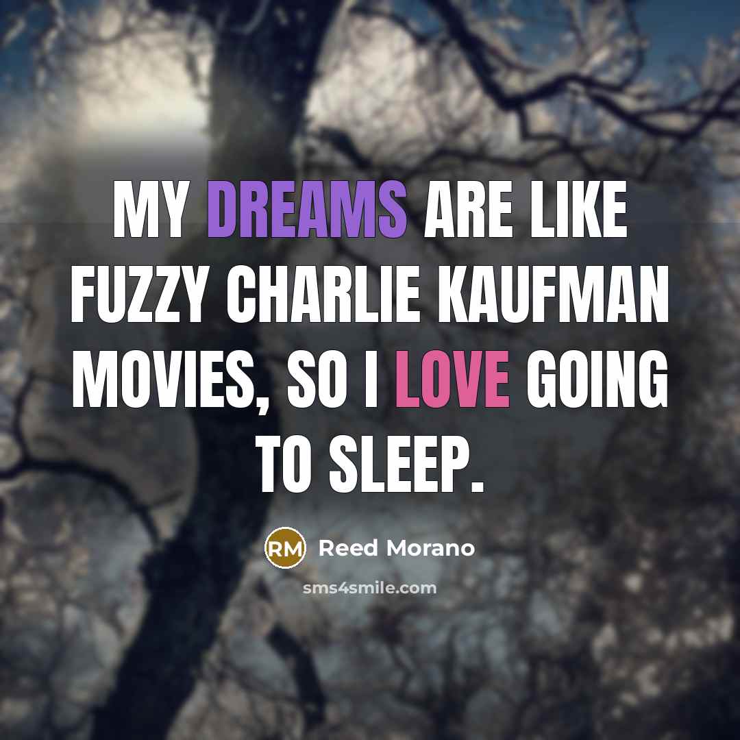 “My dreams are like fuzzy Charlie Kaufman movies, so I…” quote by Reed Morano