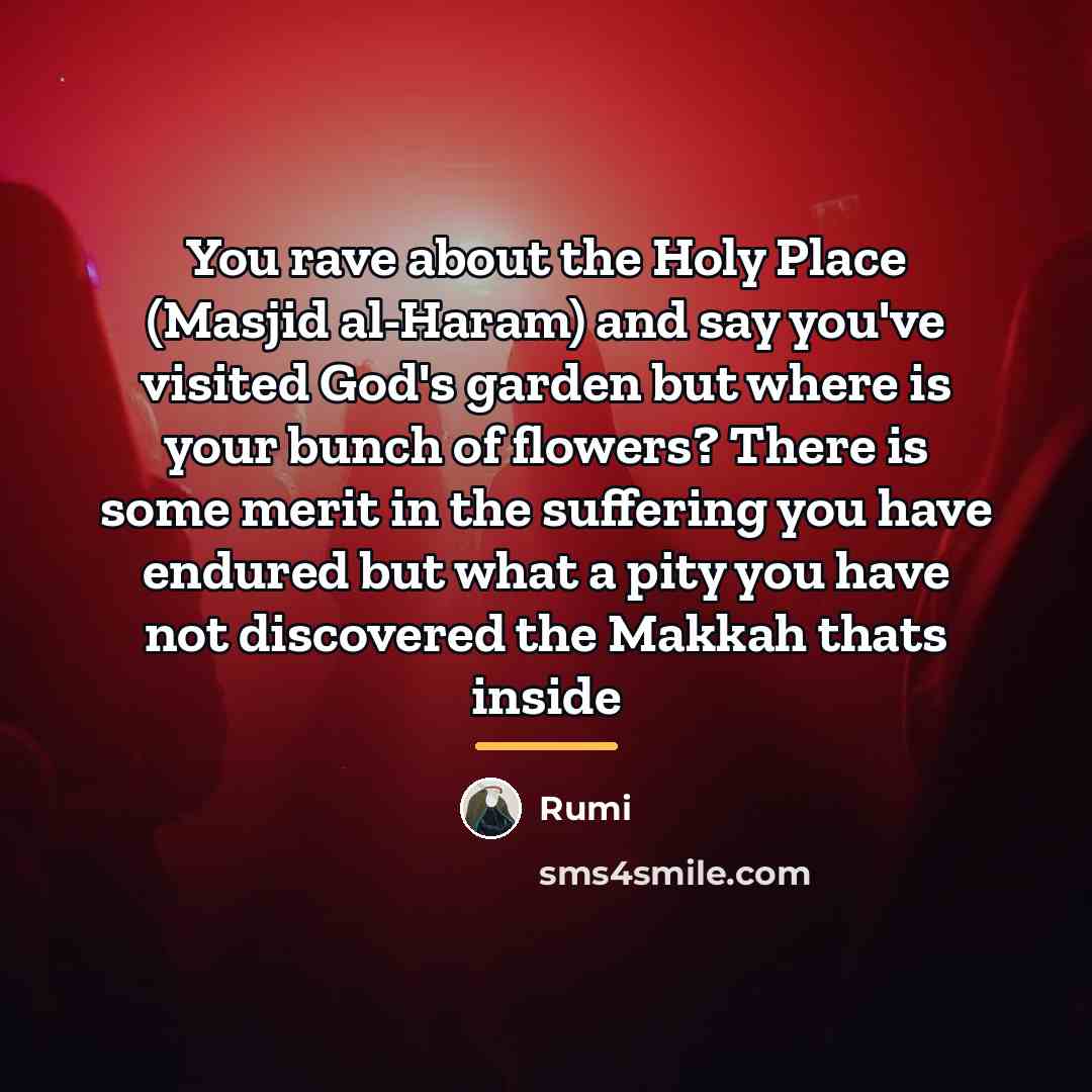 “You rave about the Holy Place (Masjid al-Haram) and say…” quote by Rumi