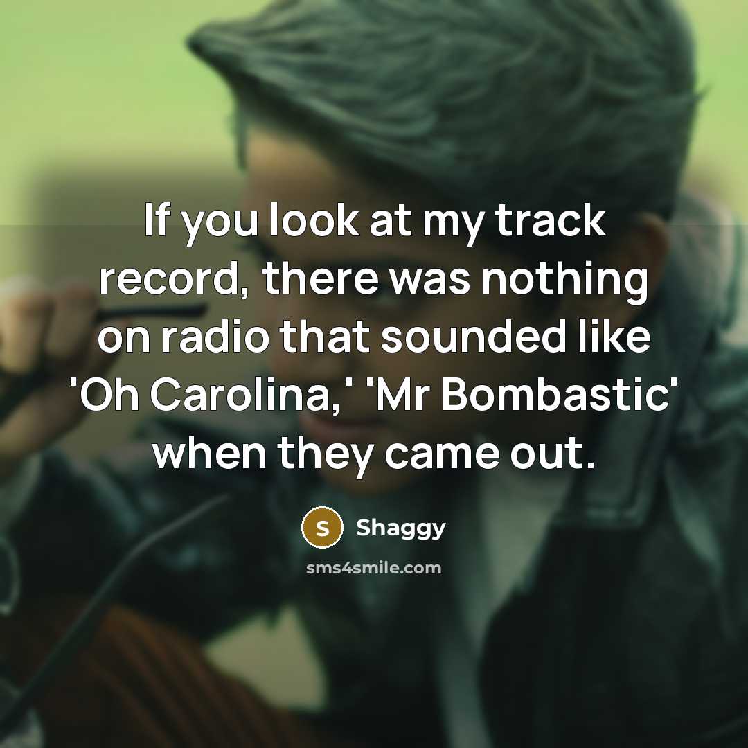 “If you look at my track record, there was nothing…” quote by Shaggy