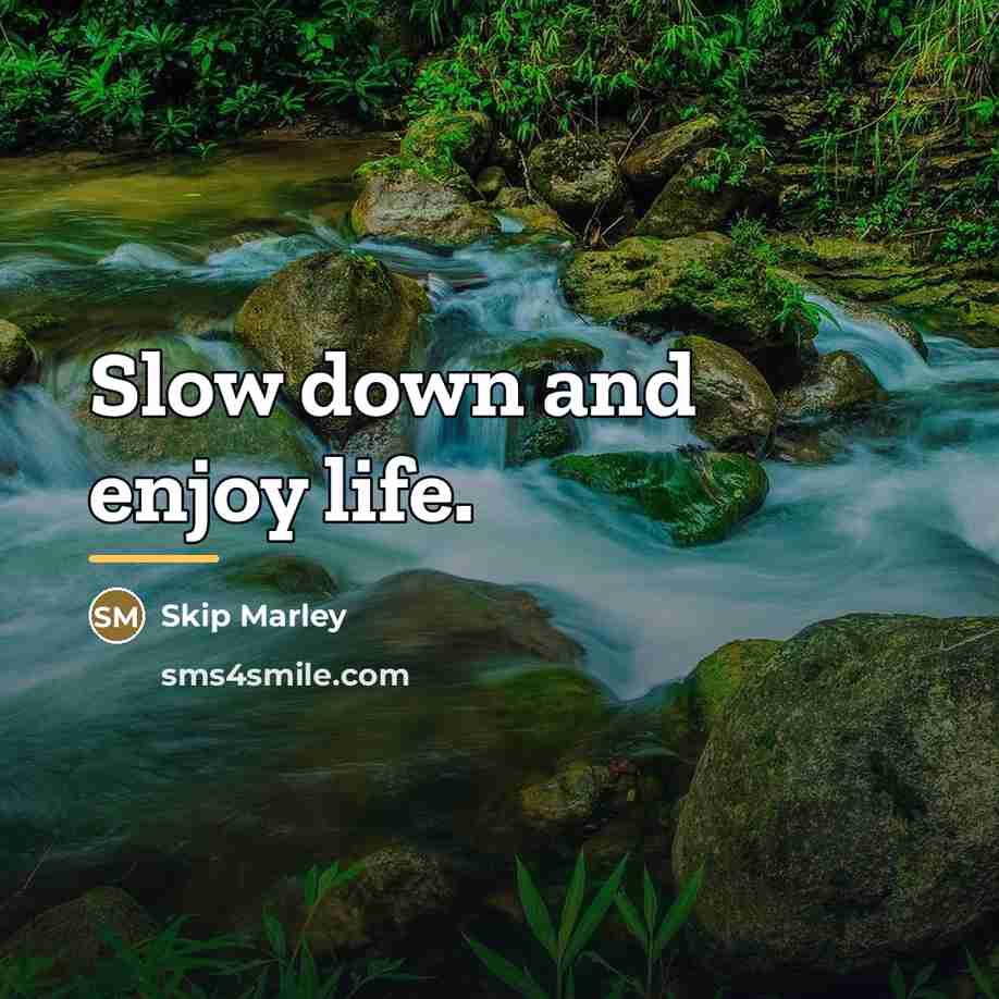 “Slow down and enjoy life.…” quote by Skip Marley