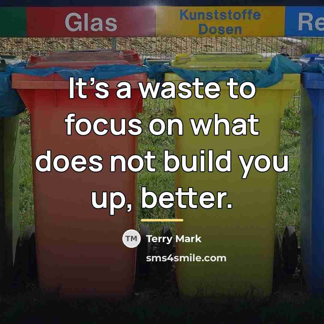 “It's a waste to focus on what does not build…” quote by Terry Mark
