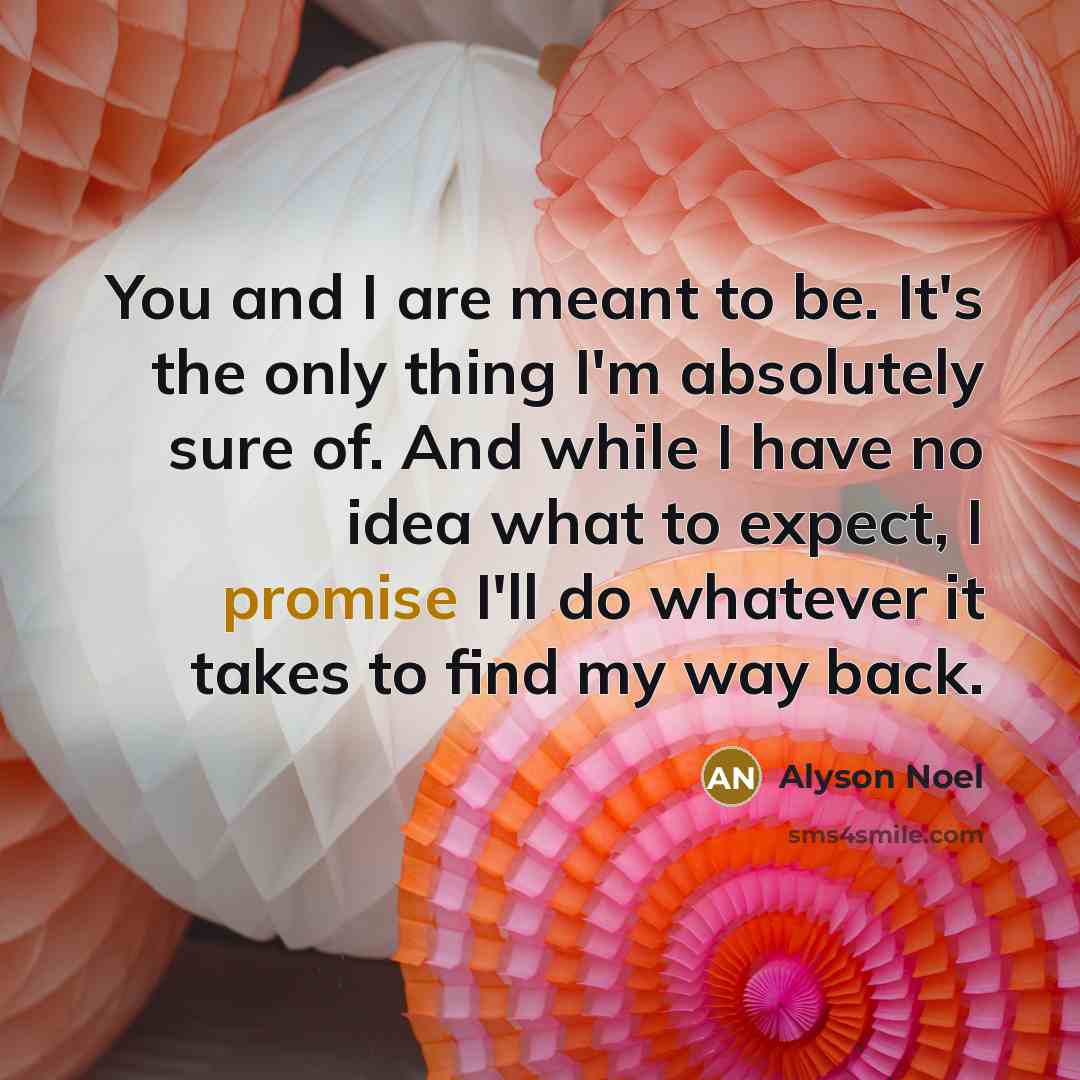 “You and I are meant to be. It's the only…” quote by Alyson Noel