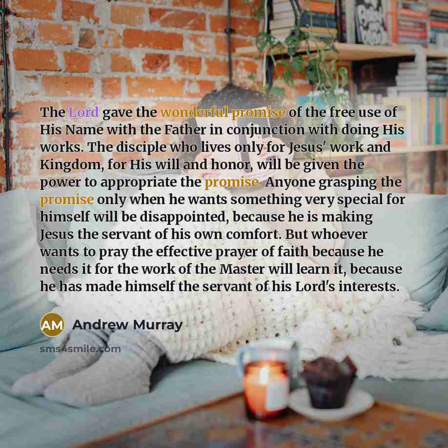 “The Lord gave the wonderful promise of the free use…” quote by Andrew Murray