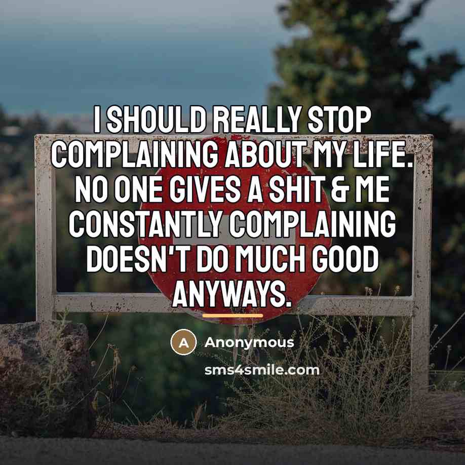 “I should really stop complaining about my life. No one…” quote by Anonymous