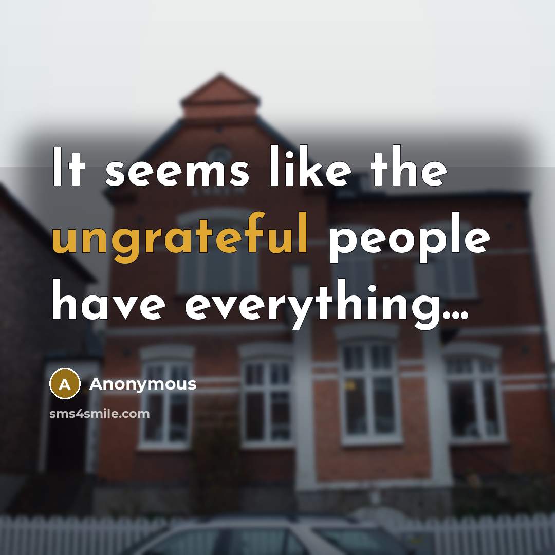 “It seems like the ungrateful people have everything...” quote by Anonymous