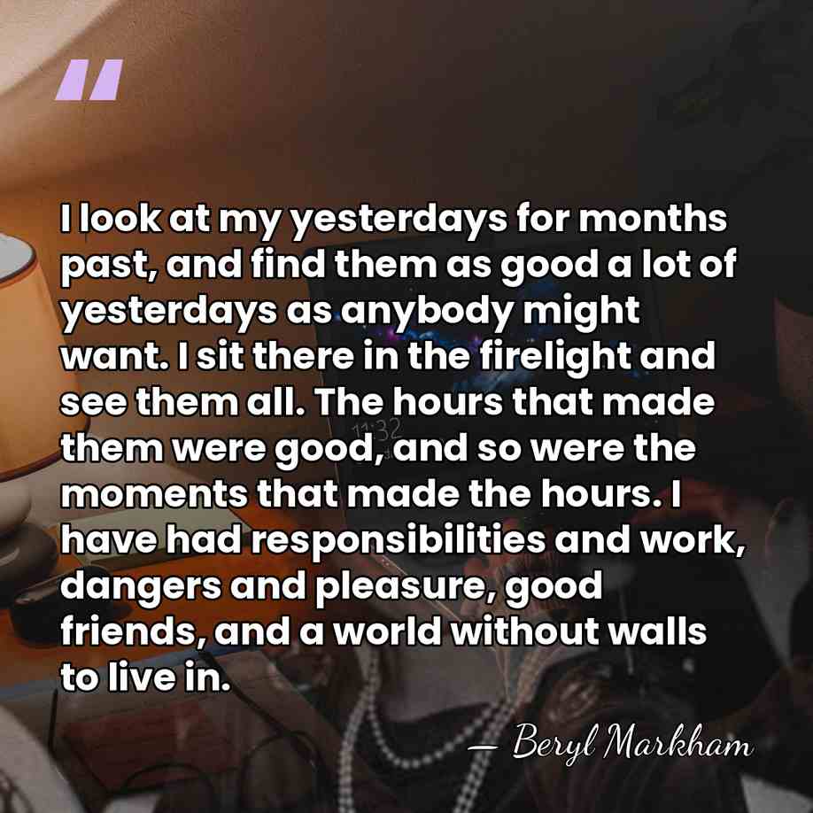 I look at my yesterdays for months past, and find them as&hellip; - Beryl Markham