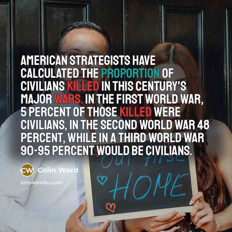 “American strategists have calculated the proportion of civilians killed in…” quote by Colin Ward
