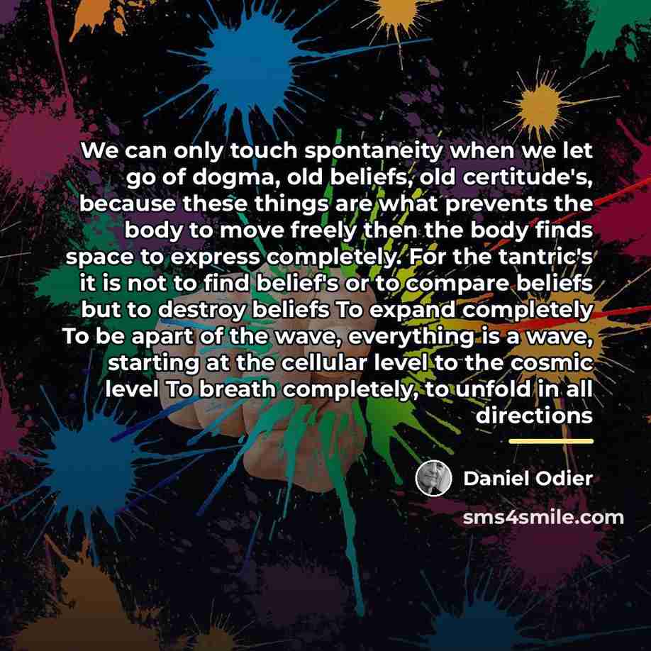 “We can only touch spontaneity when we let go of…” quote by Daniel Odier
