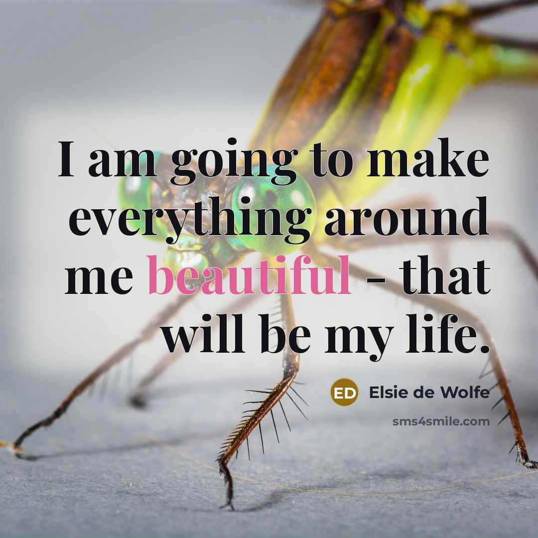 “I am going to make everything around me beautiful -…” quote by Elsie de Wolfe
