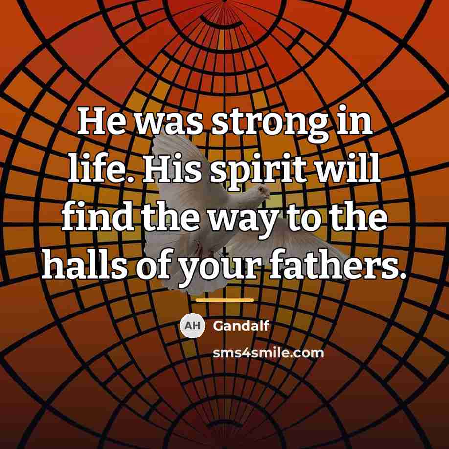 “He was strong in life. His spirit will find the…” quote by Gandalf