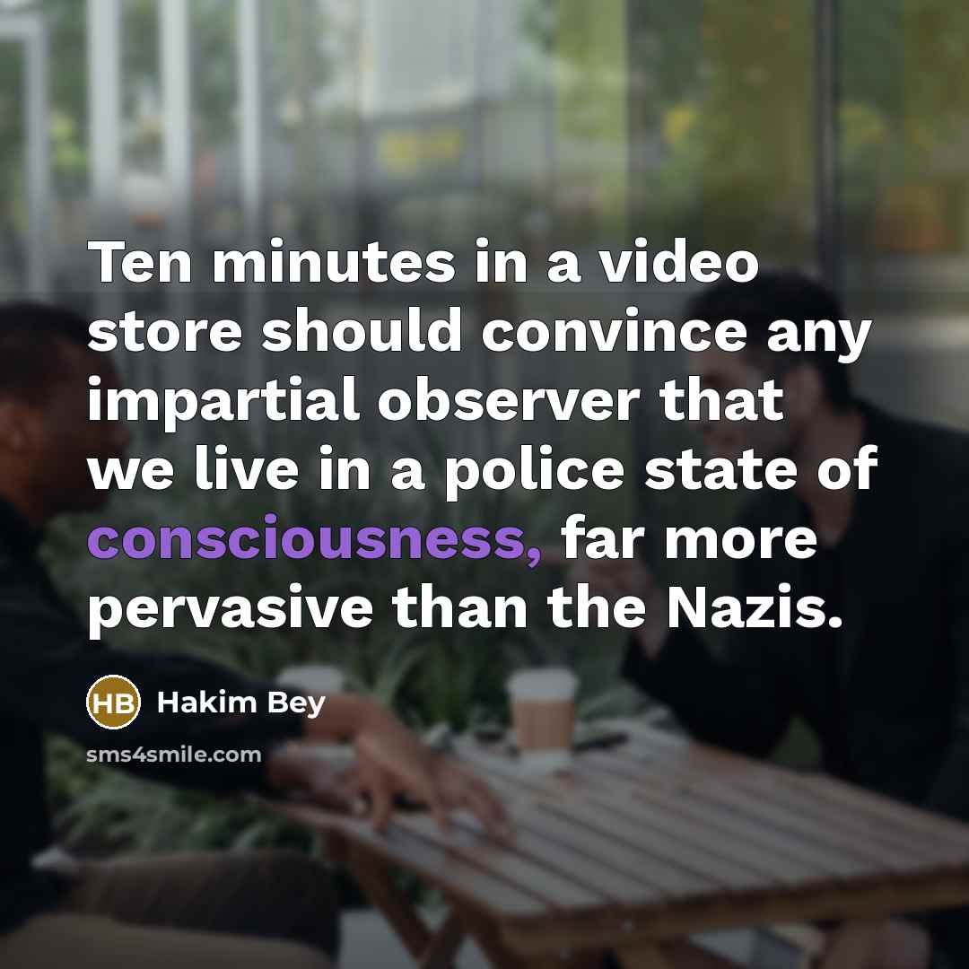 “Ten minutes in a video store should convince any impartial…” quote by Hakim Bey