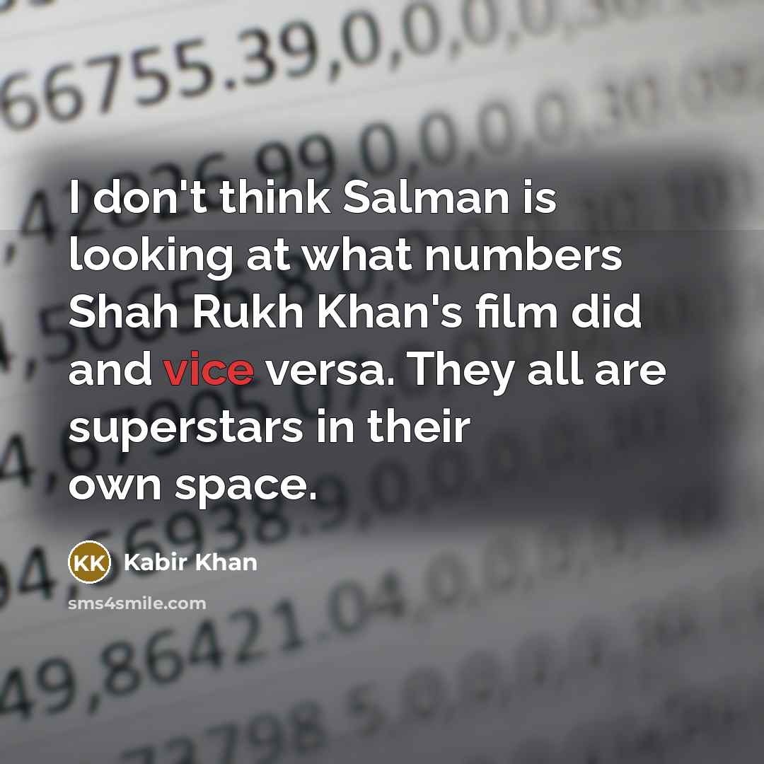 “I don't think Salman is looking at what numbers Shah…” quote by Kabir Khan