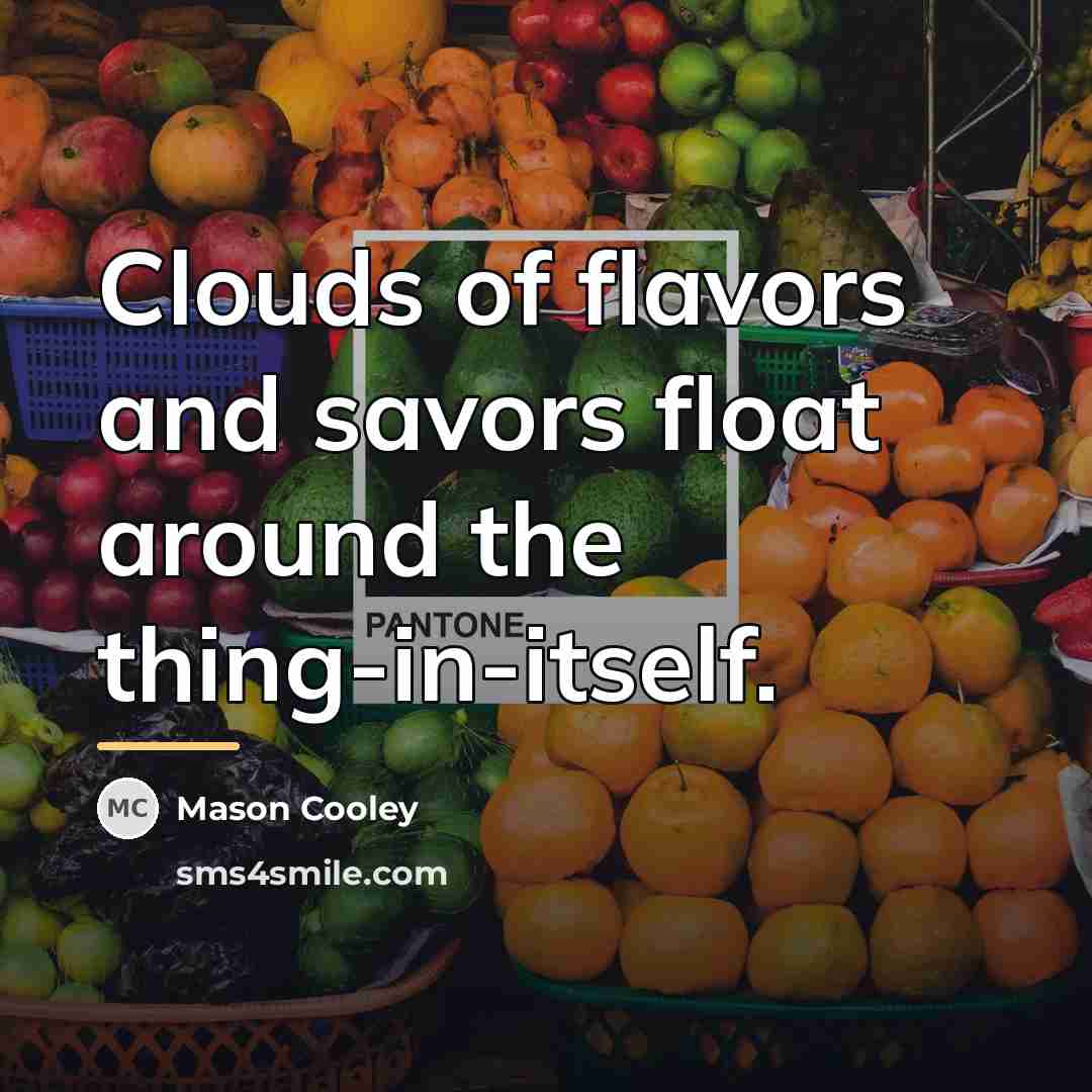 “Clouds of flavors and savors float around the thing-in-itself.…” quote by Mason Cooley