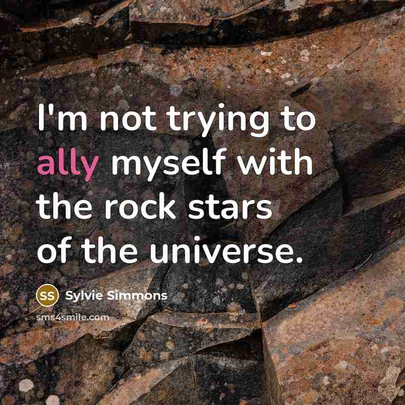 “I'm not trying to ally myself with the rock stars…” quote by Sylvie Simmons