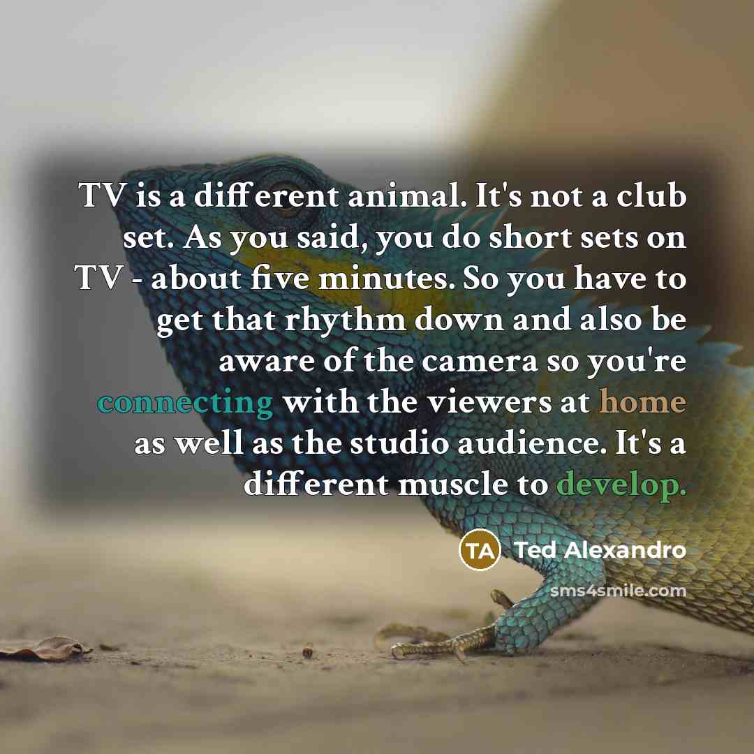 “TV is a different animal. It's not a club set.…” quote by Ted Alexandro