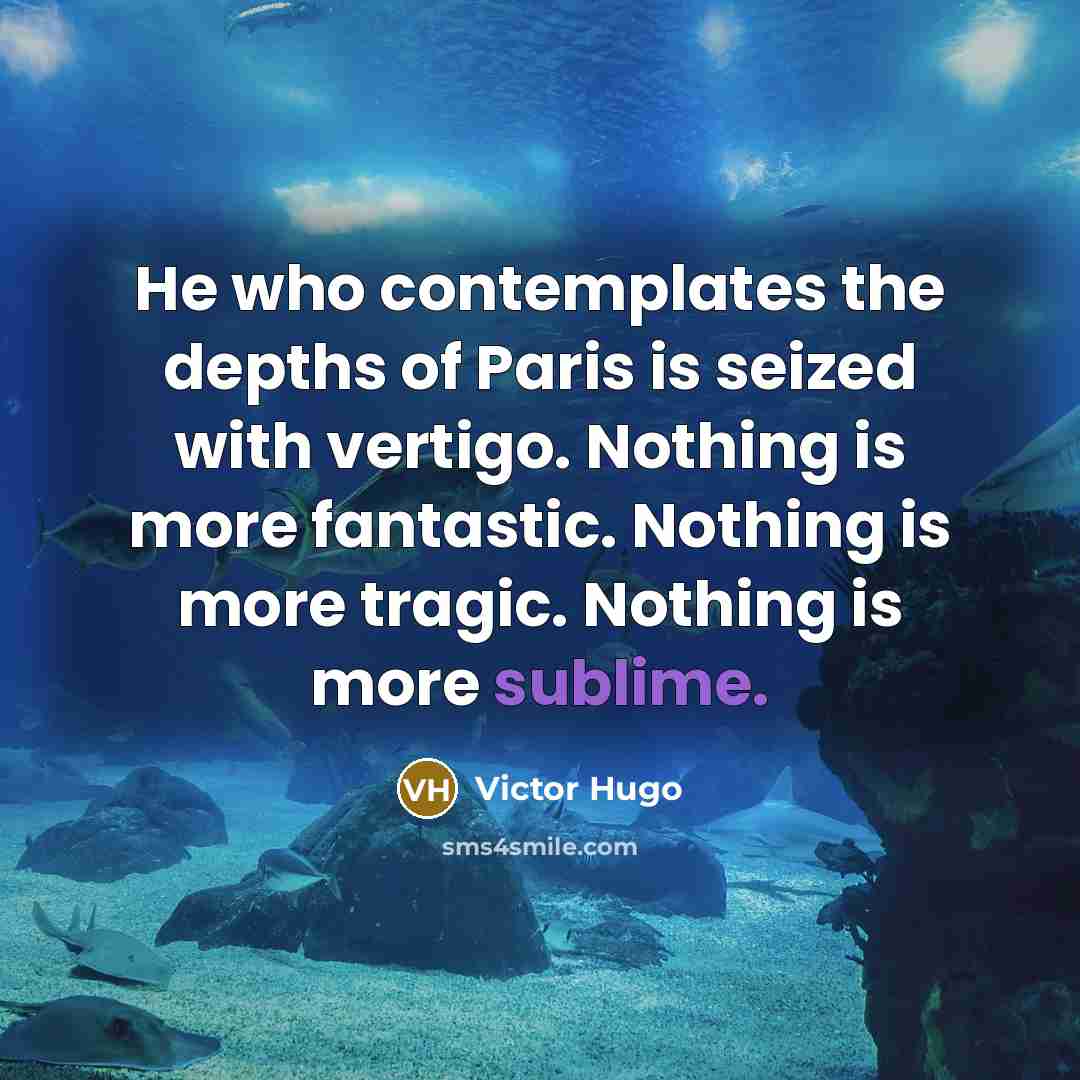 “He who contemplates the depths of Paris is seized with…” quote by Victor Hugo