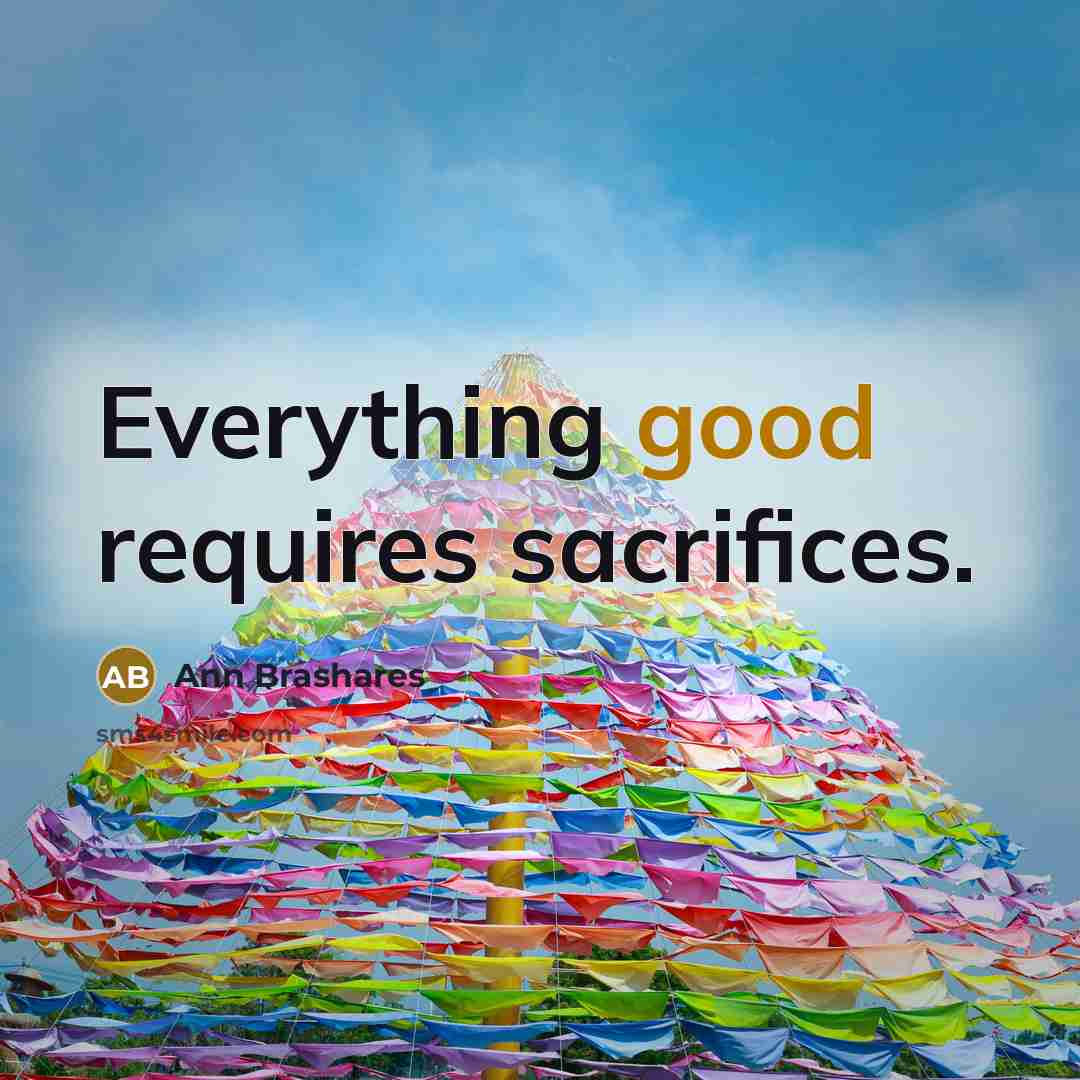 “Everything good requires sacrifices.…” quote by Ann Brashares