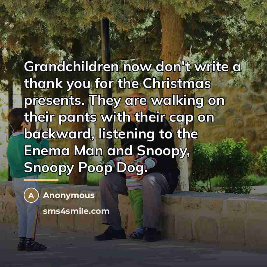 “Grandchildren now don't write a thank you for the Christmas…” quote by Anonymous