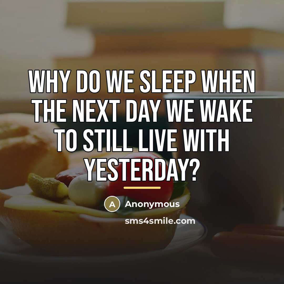 “Why do we sleep when the next day we wake…” quote by Anonymous