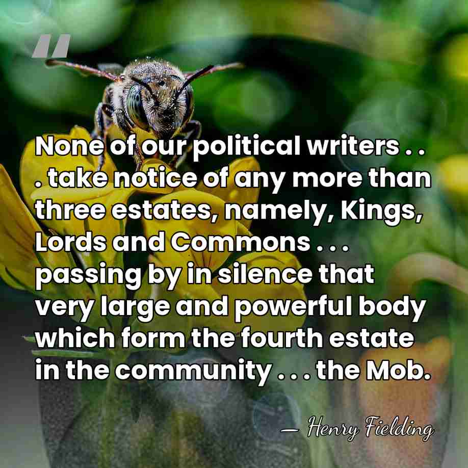 None of our political writers . . . take notice of any&hellip; - Henry Fielding