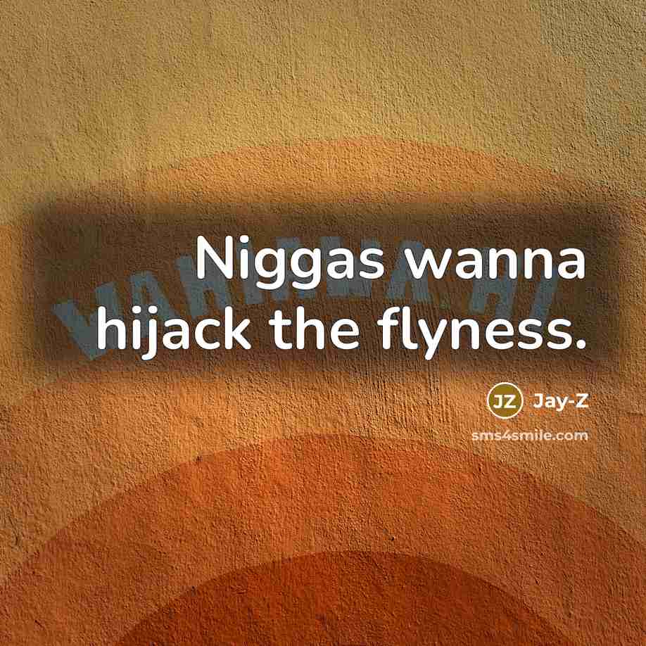 “Niggas wanna hijack the flyness.” quote by Jay-Z