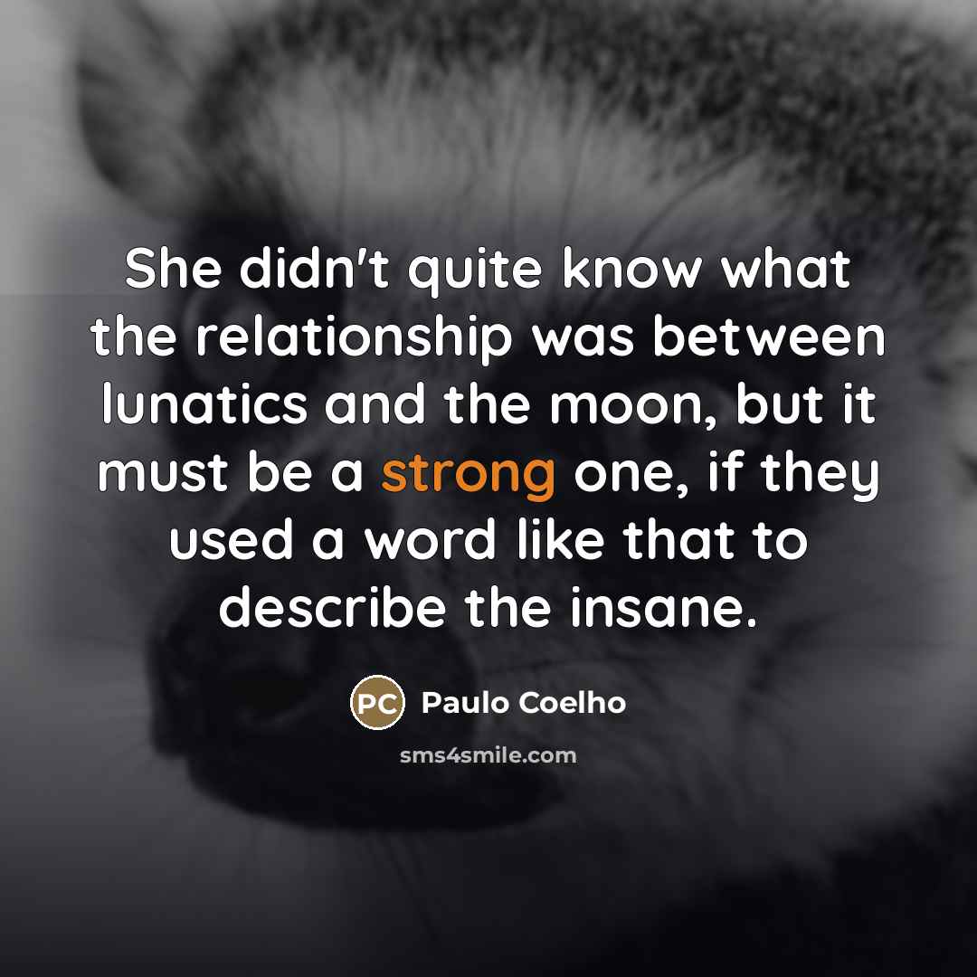 “She didn't quite know what the relationship was between lunatics…” quote by Paulo Coelho
