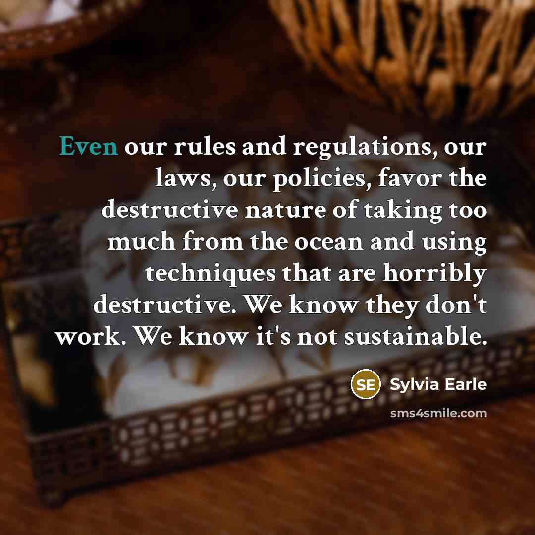 “Even our rules and regulations, our laws, our policies, favor…” quote by Sylvia Earle
