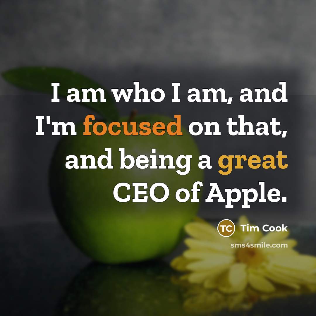 “I am who I am, and I'm focused on that, and being a great CEO of Apple.” quote by Tim Cook